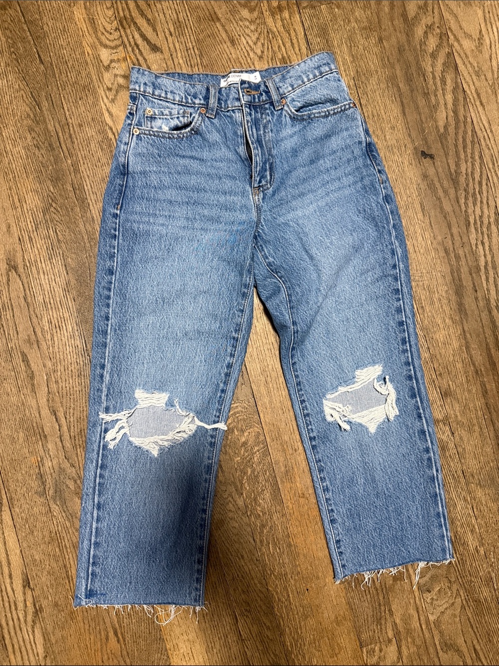 Garage Light Blue Straight-Leg Ankle Vintage Straight Distressed Women's Jeans